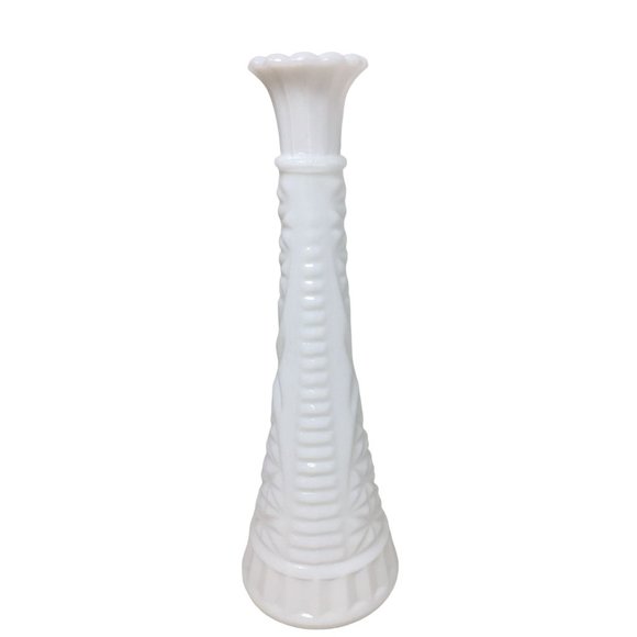 Vintage Hoosier Glass- Tall, White Milk Glass Flower Bud Vase - Picture 2 of 7